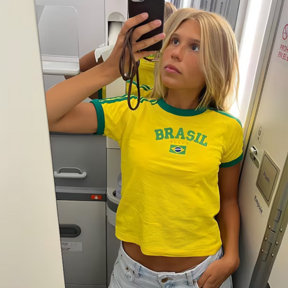 Brazil Baby Tee Yellow/Green